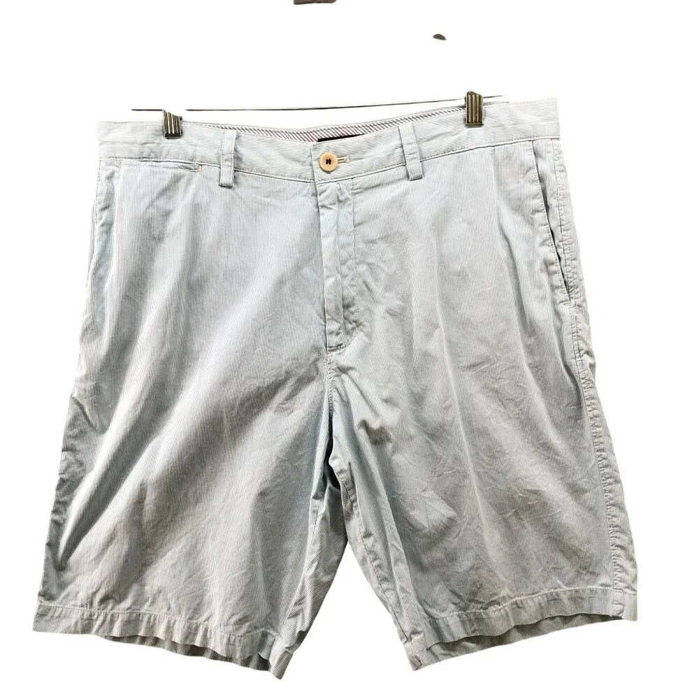 Banana Republic Lightweight Chino Short Mens 36 Blue White Stripe Resort